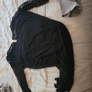 L lace long sleeve black maternity dress